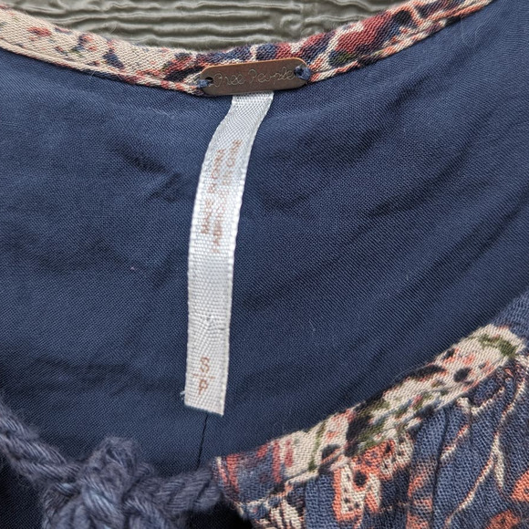 Free People Lucky Loosey Dress Indigo Blue, Paisley Boho Dress - Picture 8 of 12